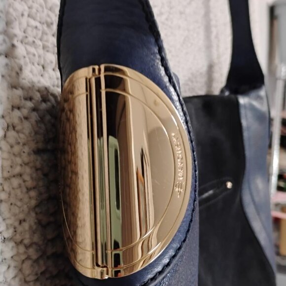 B Makowsky Giamma00 Blue Suede Leather Slouch Hobo Shoulder Bag - Picture 3 of 11